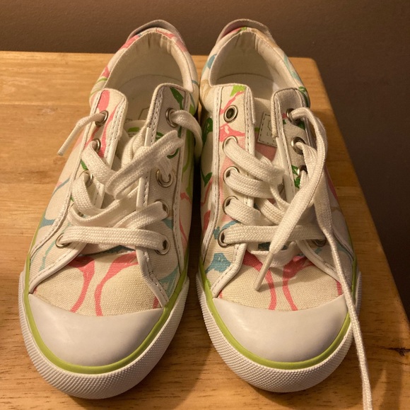 COACH Barrett sneakers size 6.0 multicolor on white signature C’s - Picture 8 of 13